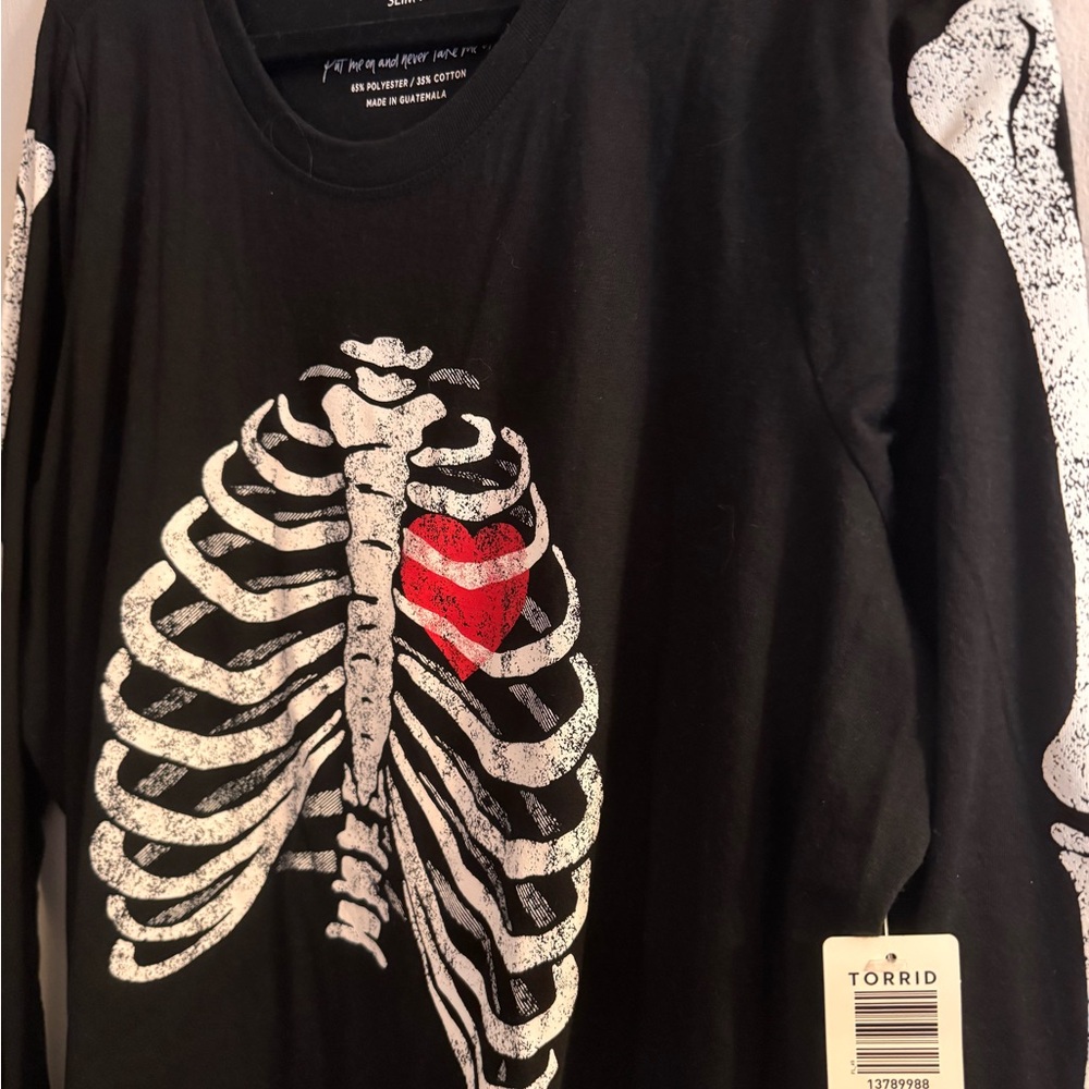 Torrid Black Skeleton Print Long Sleeve Top - Picture 2 of 7